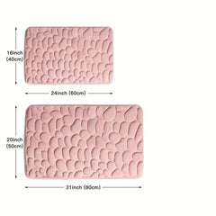 Memory Foam Bath Rug Cobblestone Embossed Bathroom Mat