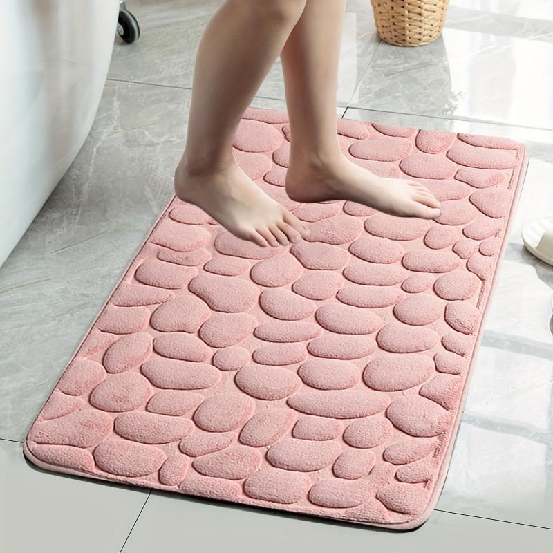 Memory Foam Bath Rug Cobblestone Embossed Bathroom Mat