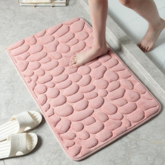 Memory Foam Bath Rug Cobblestone Embossed Bathroom Mat