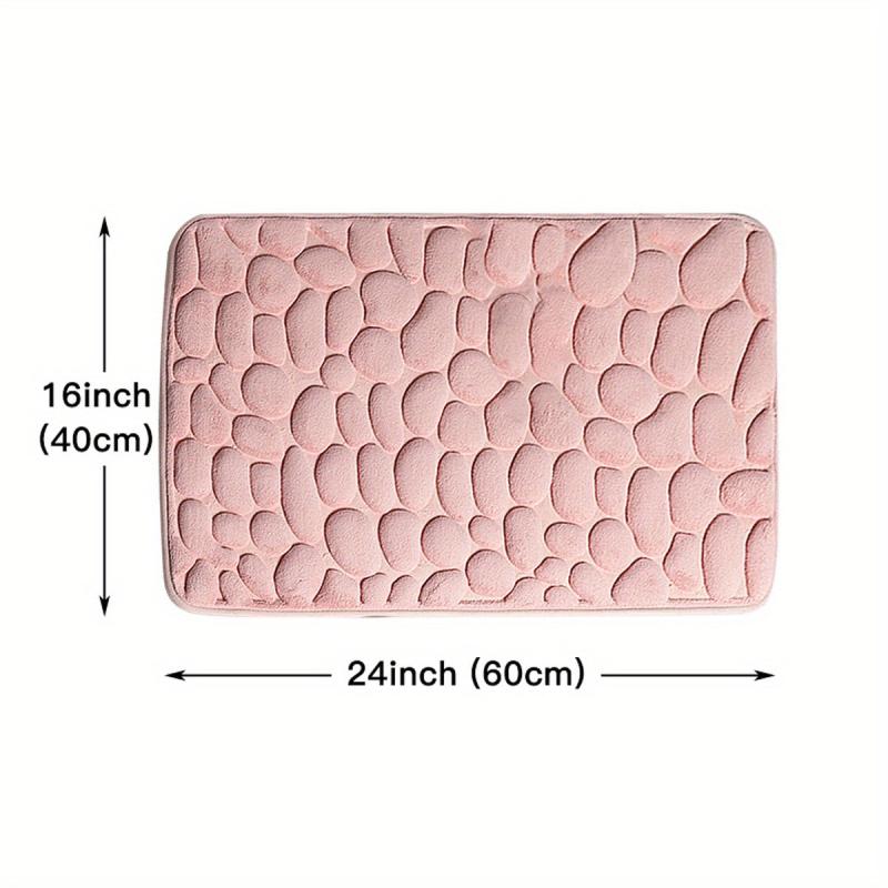 Memory Foam Bath Rug Cobblestone Embossed Bathroom Mat