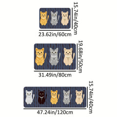Cat Wave Pattern Kitchen Mat Soft Non Slip Waterproof Dirt 19.6