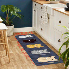 Cat Wave Pattern Kitchen Mat Soft Non Slip Waterproof Dirt 19.6