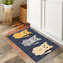 Cat Wave Pattern Kitchen Mat Soft Non Slip Waterproof Dirt 19.6