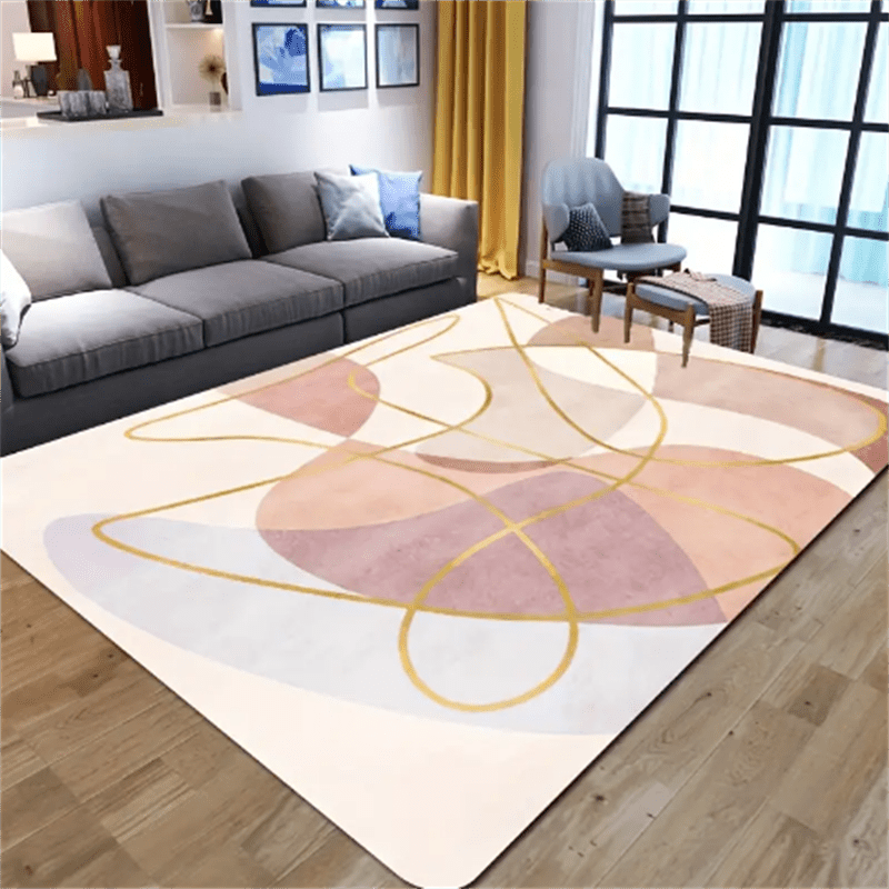 Large Abstract Area Rug 4X5 25ft Anti-Fatigue Shaggy Carpet Home Decor