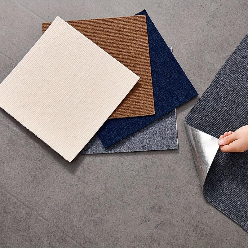 10pcs Adhesive Non Slip Floor Mats 12x12in Easy Install Washable Indoor