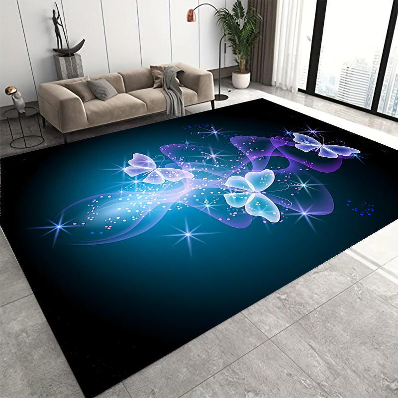 Butterfly Area Rug Soft Large Washable Rug Non Slip Backing Abstract Stain Resis