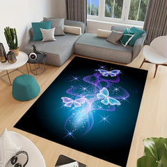 Butterfly Area Rug Soft Large Washable Rug Non Slip Backing Abstract Stain Resis