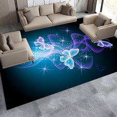 Butterfly Area Rug Soft Large Washable Rug Non Slip Backing Abstract Stain Resis