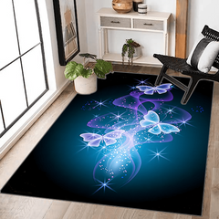 Butterfly Area Rug Soft Large Washable Rug Non Slip Backing Abstract Stain Resis