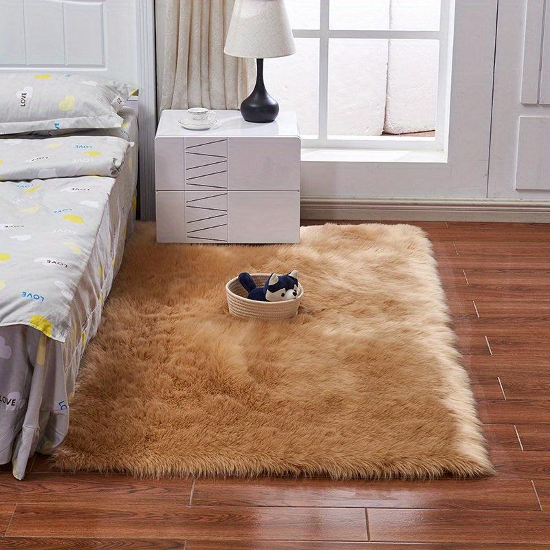 Fluffy Wool Area Rug 80% Acrylic 20% Polyester Suede Fleece Bottom