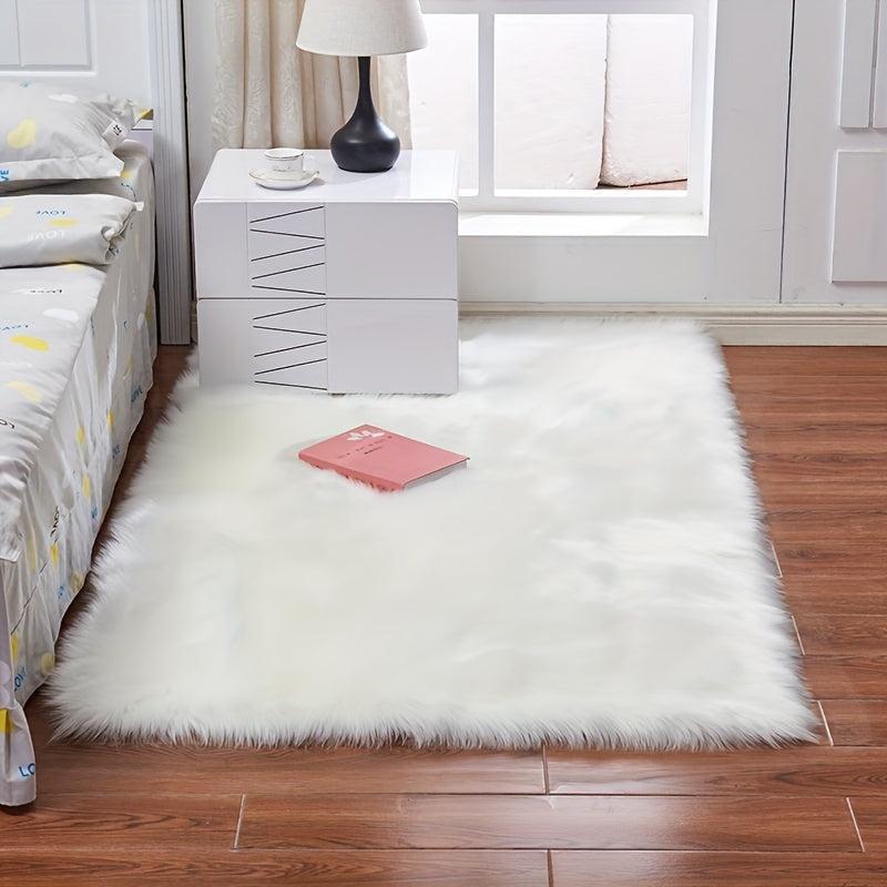 Fluffy Wool Area Rug 80% Acrylic 20% Polyester Suede Fleece Bottom