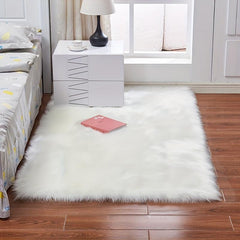 Fluffy Wool Area Rug 80% Acrylic 20% Polyester Suede Fleece Bottom