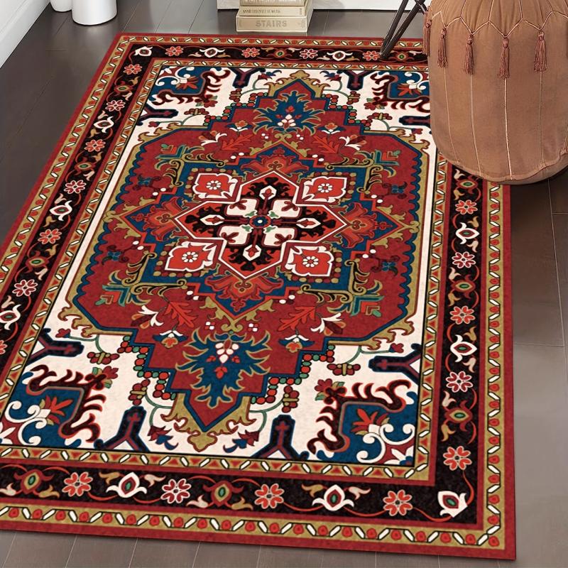 Non Slip Red Persian Oriental Area Rug, Machine Washable, Durable