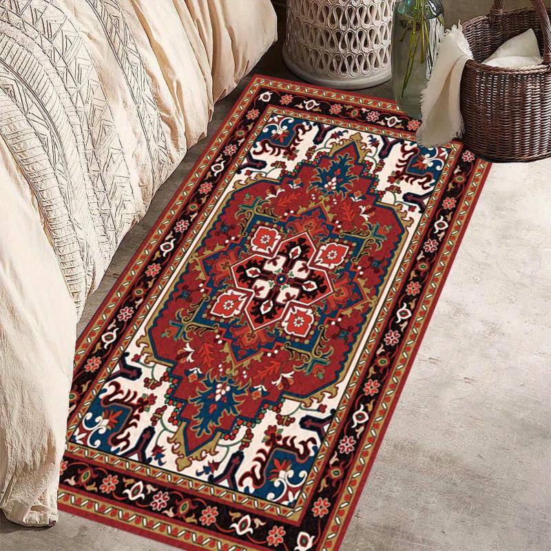 Non Slip Red Persian Oriental Area Rug, Machine Washable, Durable