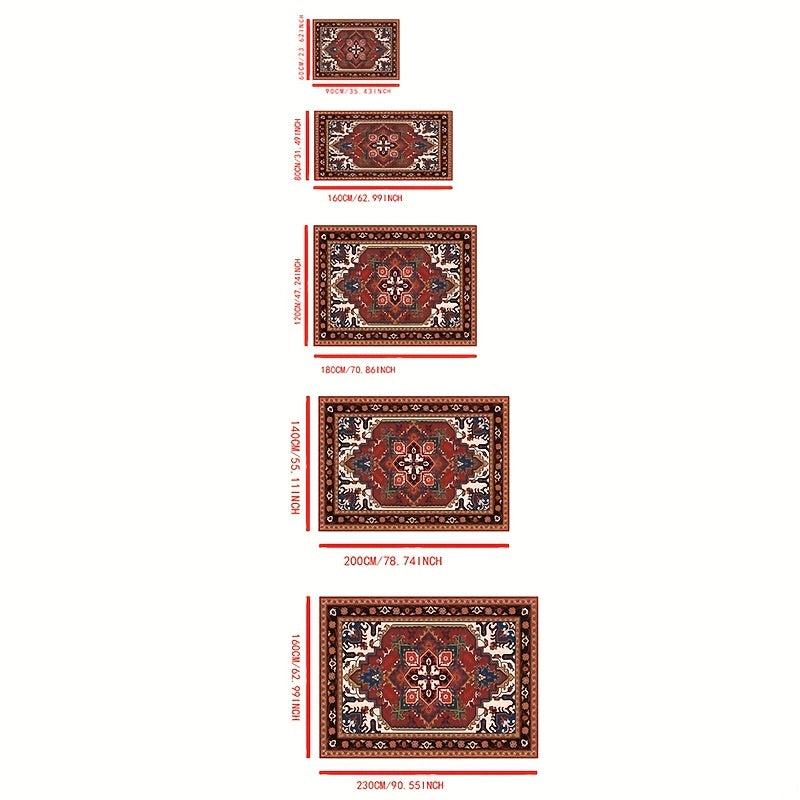 Non Slip Red Persian Oriental Area Rug, Machine Washable, Durable