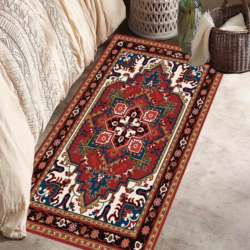 Non Slip Red Persian Oriental Area Rug, Machine Washable, Durable