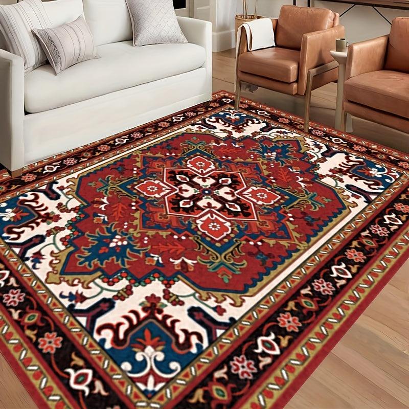 Non Slip Red Persian Oriental Area Rug, Machine Washable, Durable