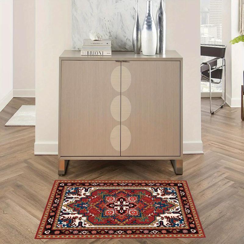 Non Slip Red Persian Oriental Area Rug, Machine Washable, Durable
