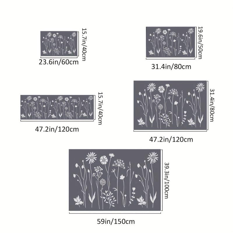 Grey Plant Pattern Floor Mat Non Slip Doormat Dirt Resistant Rug Home Decor