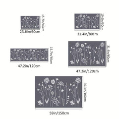 Grey Plant Pattern Floor Mat Non Slip Doormat Dirt Resistant Rug Home Decor