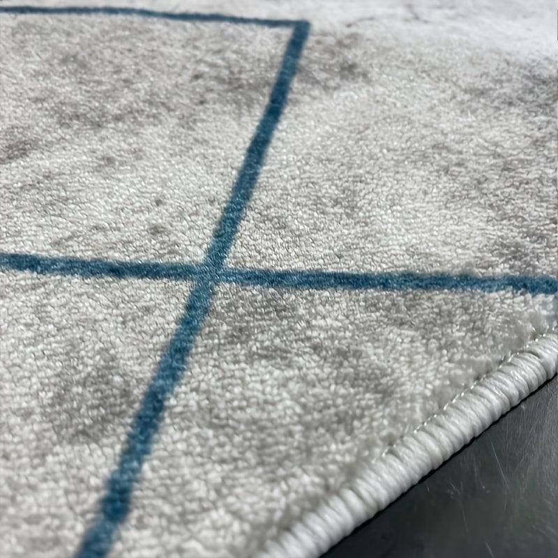 Gray Geometric Minimalist Area Rug Non-slip Washable Indoor Carpet
