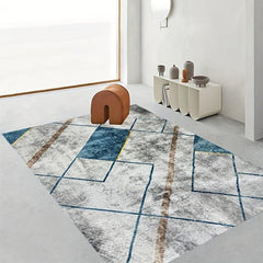 Gray Geometric Minimalist Area Rug Non-slip Washable Indoor Carpet