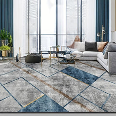 Gray Geometric Minimalist Area Rug Non-slip Washable Indoor Carpet