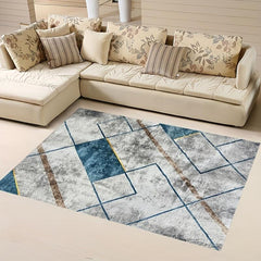 Gray Geometric Minimalist Area Rug Non-slip Washable Indoor Carpet