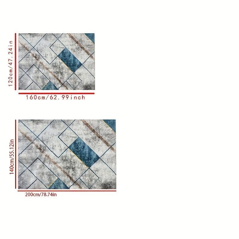 Gray Geometric Minimalist Area Rug Non-slip Washable Indoor Carpet