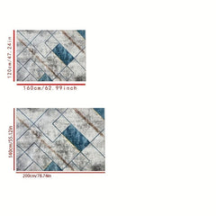 Gray Geometric Minimalist Area Rug Non-slip Washable Indoor Carpet
