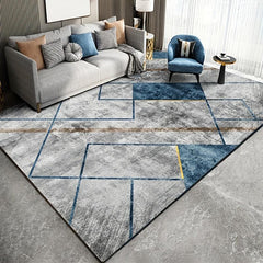 Gray Geometric Minimalist Area Rug Non-slip Washable Indoor Carpet