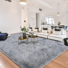Grey Fluffy Living Room Rugs Shag Area Rug For Bedroom Furry Carpet