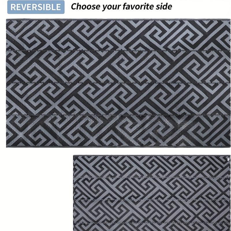 Reversible Plastic Patio Rug Lightweight Outdoor Mat for Patio RV Cam
