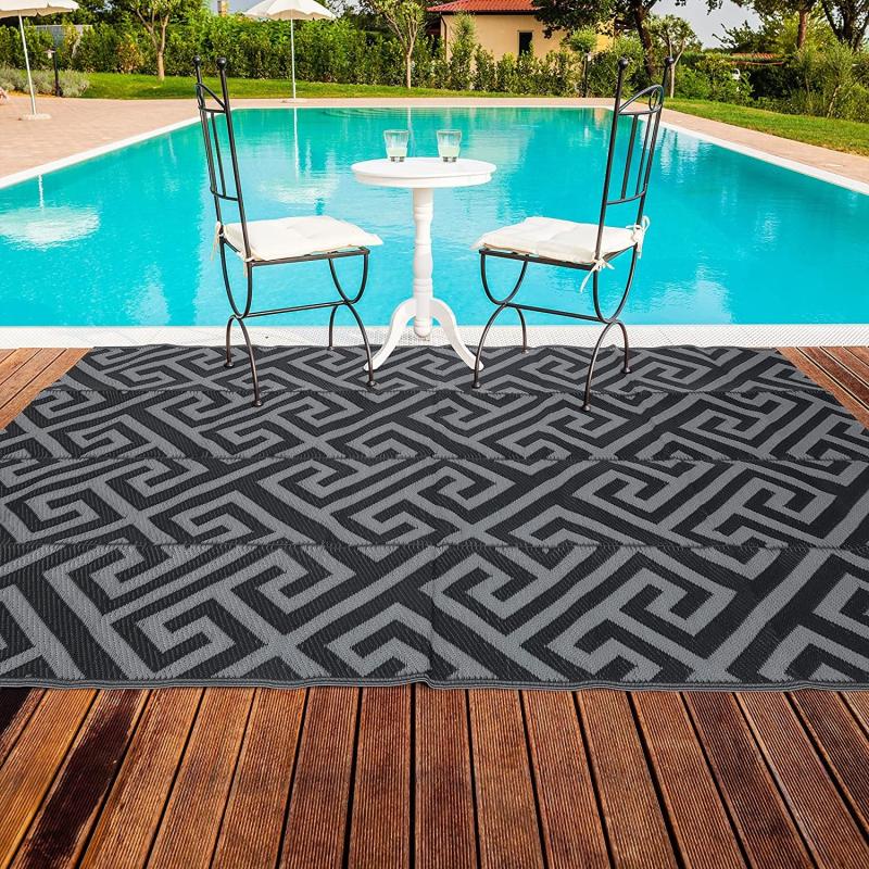 Reversible Plastic Patio Rug Lightweight Outdoor Mat for Patio RV Cam