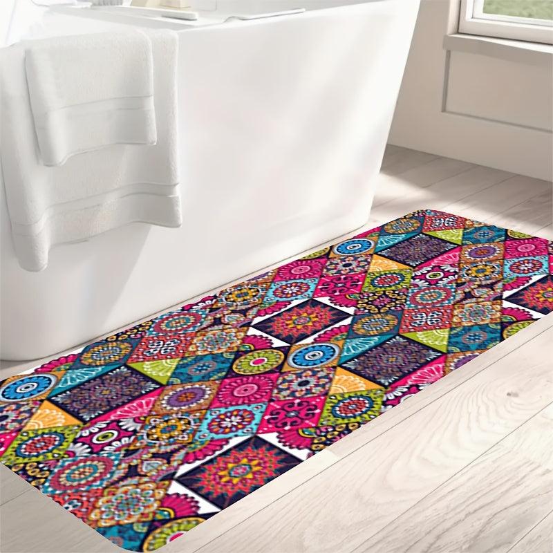 Boho Anti Fatigue Kitchen Rug Mat Non Skid Cushioned Waterproof