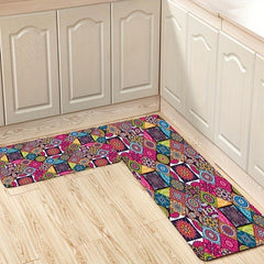 Boho Anti Fatigue Kitchen Rug Mat Non Skid Cushioned Waterproof
