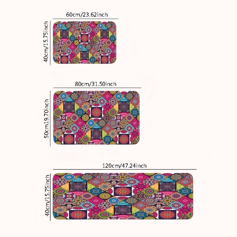 Boho Anti Fatigue Kitchen Rug Mat Non Skid Cushioned Waterproof