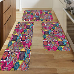 Boho Anti Fatigue Kitchen Rug Mat Non Skid Cushioned Waterproof