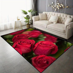 Long Strip Crystal Velvet Rose Carpet Non Slip Bedroom Floor Mat