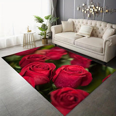Long Strip Crystal Velvet Rose Carpet Non Slip Bedroom Floor Mat