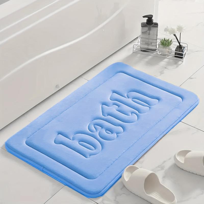 1pc Embossed Letters Bathroom Mat Anti-skid Floor Mat