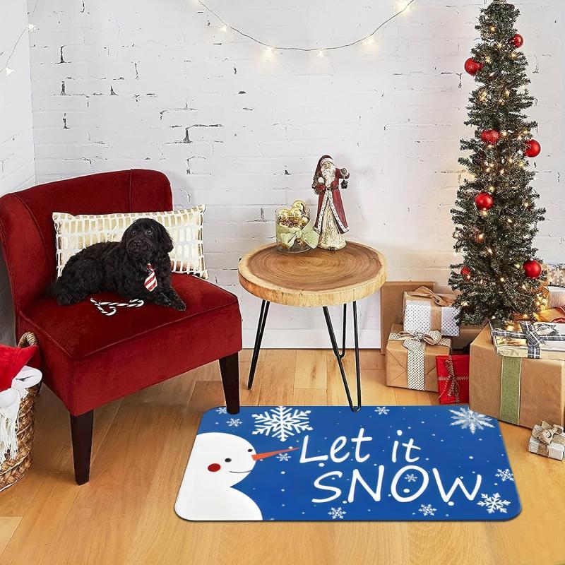 Christmas Snowflake Snowman Rug Xmas Door Mat Let It Snow Indoor Floor Mats