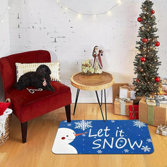 Christmas Snowflake Snowman Rug Xmas Door Mat Let It Snow Indoor Floor Mats