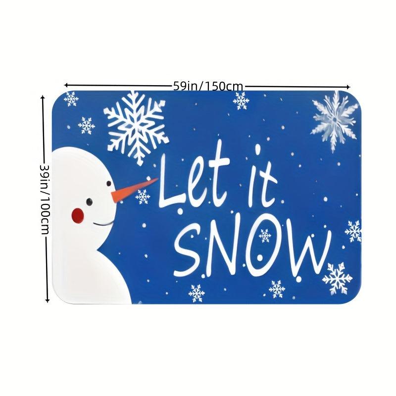 Christmas Snowflake Snowman Rug Xmas Door Mat Let It Snow Indoor Floor Mats