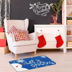 Christmas Snowflake Snowman Rug Xmas Door Mat Let It Snow Indoor Floor Mats