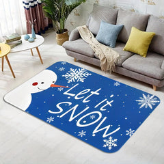 Christmas Snowflake Snowman Rug Xmas Door Mat Let It Snow Indoor Floor Mats