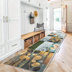 Floral Non Slip Runner Rug Machine Washable