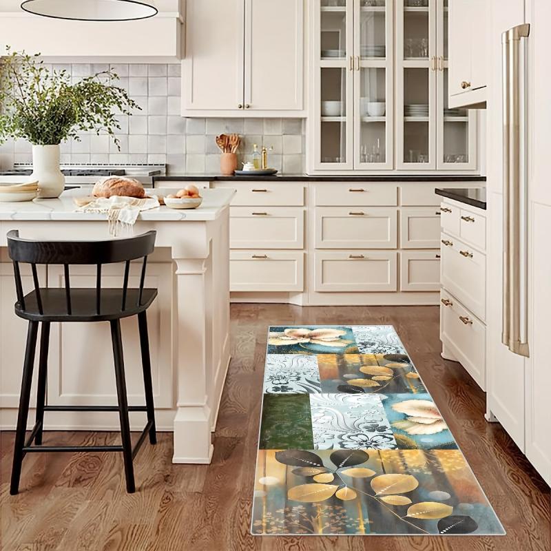 Floral Non Slip Runner Rug Machine Washable
