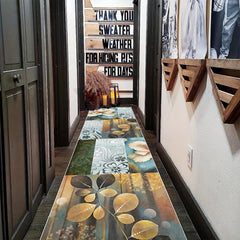 Floral Non Slip Runner Rug Machine Washable