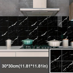 Marble Aluminum Foil Kitchen Stickers Waterproof Self Adhesive Wallpaper